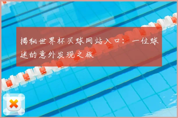 揭秘世界杯买球网站入口：一位球迷的意外发现之旅